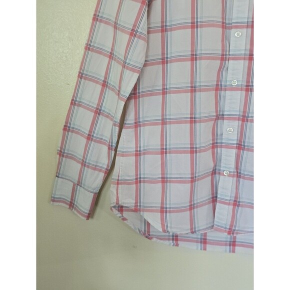 Bonobos Tailored Fit Shirt Mens Size Large Long Pink White Plaid Button Down - Picture 7 of 14